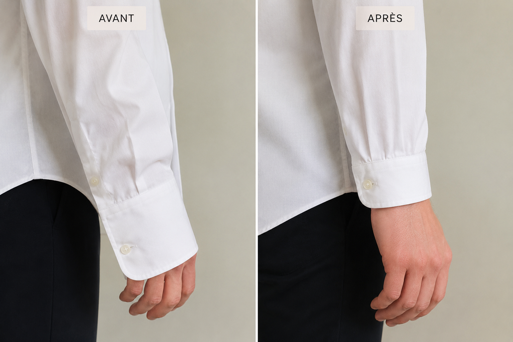 Retouche bas de manches de chemise